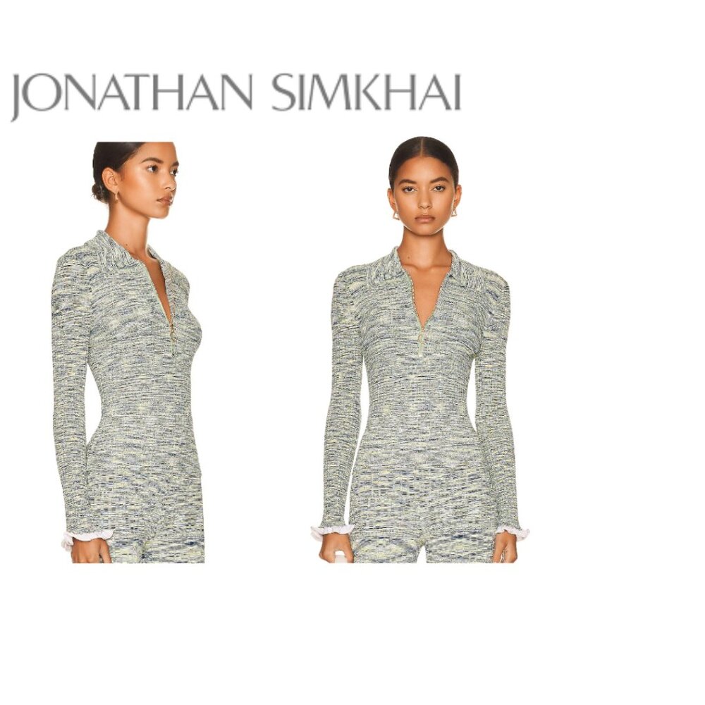 Jonathan Simkhai Allyson Polo Green Top  Blouse